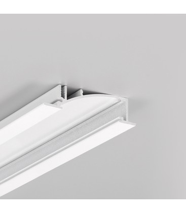 2m aluprofil FLAT8 H/UX - Hvit lakkert, innbygget, LED skinne 2m aluprofil FLAT8 H/UX - Hvit lakkert, innbygget, LED skinne