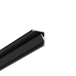 LED profil 2m aluprofil CABI12 E - Sort anodisert, hjørne, LED skinne