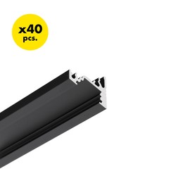 Hjørne 40 stk. 2m aluprofil CORNER10 BC/UX - Sort anodisert, hjørne, LED skinne