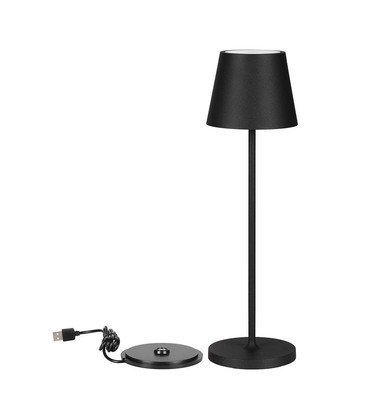 V-Tac oppladbar bordlampe, trådløs - Sort, IP54 utendørs bordlampe, touch dimbar