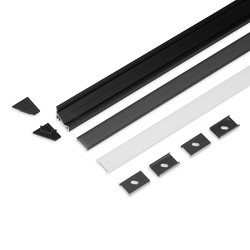 Sett 2m sett CORNER12.V2 + F CLICK - Sort anodisert
