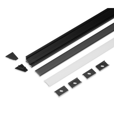 2m sett CORNER12.V2 + F CLICK - Sort anodisert