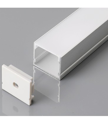 2m aluminiumsprofil sett - LED-Stripe profil, overflatemontering, 200x3x2cm
