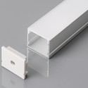 2m aluminiumsprofil sett - LED-Stripe profil, overflatemontering, 200x3x2cm