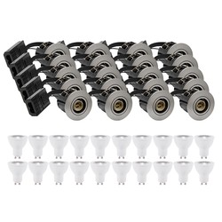 Innendørs downlights 20 stk. innbyggingsspot Inno88 - Inkl. 6W RA97 GU10, børstet aluminium, IP44, godkjent i isolasjon