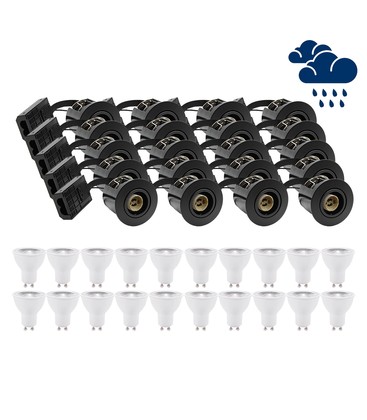 20 stk. LEDlife innbyggingsspot Inno88 Utendørs - Inkl. 4,5W GU10, Svart, IP44, direkte i isolasjon 20 stk. LEDlife innbyggingsspot Inno88 Utendørs - Inkl. 4,5W GU10, Svart, IP44, direkte i isolasjon