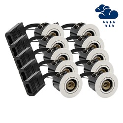 Downlights 10 stk. LEDlife innbyggingsspot Inno88 Utendørs - GU10, Hvit, IP44, direkte i isolasjon