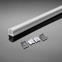 Monteringssett med diffuser - LED-Stripe, PCB, 20mm, Overflate, 2000x17.2x14.44mm, Hvit