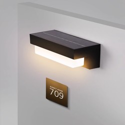 Tilbud Solcelle sensor CCT vegglampe - 3 lysfarger, svart, firkantet, skumringssensor, IP54