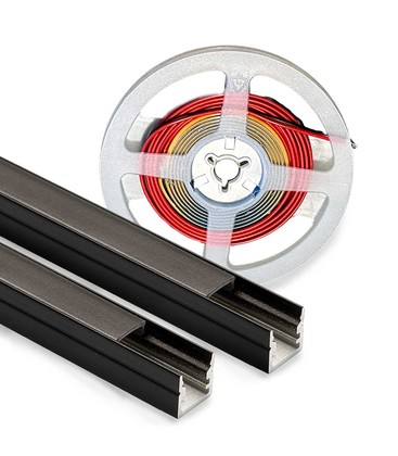 Lys til akustikkpanel, 240cm, svart - Komplett sett med aluprofil og COB LED strip Lys til akustikkpanel, 240cm, svart - Komplett sett med aluprofil og COB LED strip