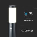 Pullertlampe med PIR-sensor E27 - Rustfritt stålhus (45 cm), Grå, IP44