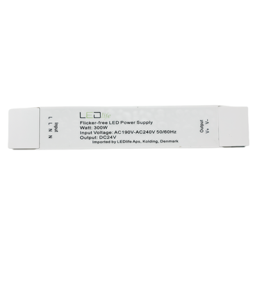 300W 24V strømforsyning - Flimmerfri, 24V DC, 12,5A, IP20 innendørs 300W 24V strømforsyning - Flimmerfri, 24V DC, 12,5A, IP20 innendørs