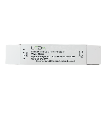 200W 24V strømforsyning - Flimmerfri, 24V DC, 12,5A, IP20 innendørs 200W 24V strømforsyning - Flimmerfri, 24V DC, 12,5A, IP20 innendørs