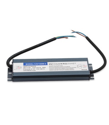 100W strømforsyning - 12V DC, 8,3A, IP67 vanntett