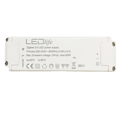 Zigbee Snappy 60W strømforsyning - 24V DC, 2,5A, IP20 innendørs