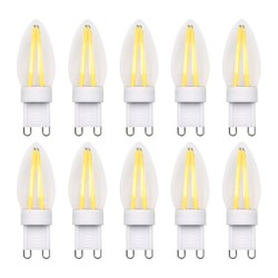 LED lyskilder 10 stk. G9 dimbar 2W pære - 2700K, Filament LED, 230V