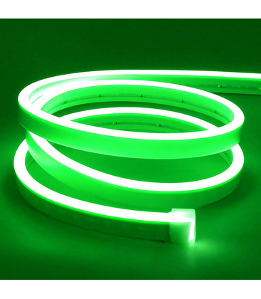 Grønn 8x16 CLIP-ON Neon Flex LED - 8W per meter, IP67, 24V