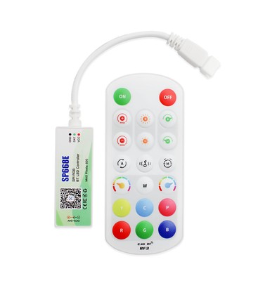 RGBIC 3-pin kontroller med fjernkontroll - Bluetooth, RF trådløs RGBIC 3-pin kontroller med fjernkontroll - Bluetooth, RF trådløs