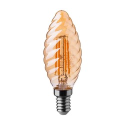 V-Tac 4W Kronelyspære E14 - Amber Deksel Twist 2200K