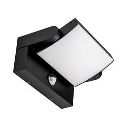 V-Tac 17W Vegglampe med Sensor - LED, 3000K, Sort, IP65