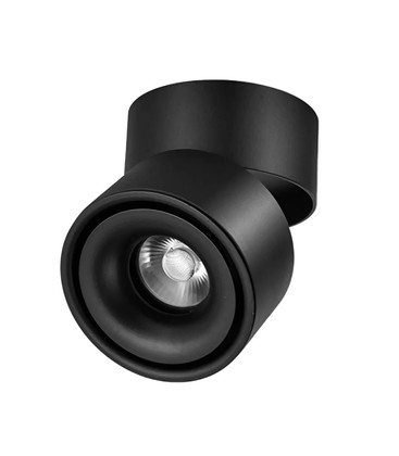 Dimbar LED takspot RA98 - 10W, svart, justerbar, for påbygging