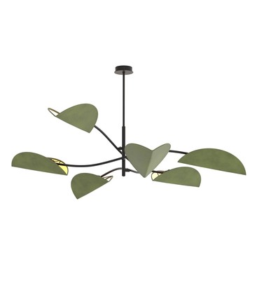 Lotus 6 Sort/Grønn taklampe - E14, 230V, uten lyskilde Lotus 6 Sort/Grønn taklampe - E14, 230V, uten lyskilde