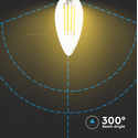 V-Tac 4W LED stearinlys pære - Karbon filamenter, varm hvit, E14