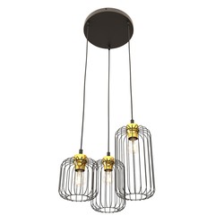 LED pendel Vander 3PREM Sort/Gull pendellampe - Ø16 cm, E27, 230V, uten lyskilde