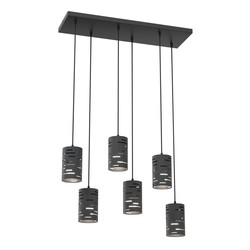 LED pendel Tank 6 Svart pendellampe - Ø10 cm, E27, 230V, uten lyskilde