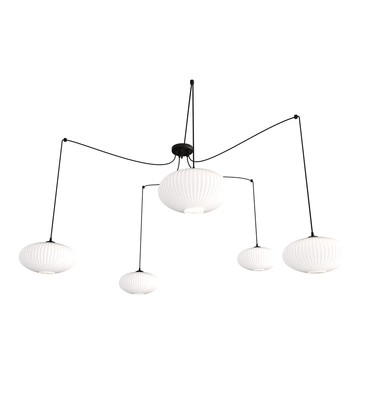 Origo 5 Sort/Opal pendellampe - Ø30 cm, E27, 230V, uten lyskilde Origo 5 Sort/Opal pendellampe - Ø30 cm, E27, 230V, uten lyskilde