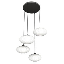 LED pendel Coco 4 Sort Prem Opal pendellampe - Ø30 cm, E27, 230V, uten lyskilde