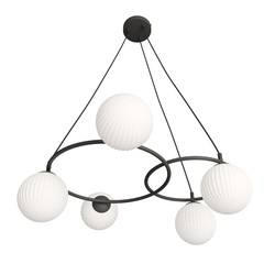 LED pendel Libra 5 Sort/Opal pendellampe - Ø15 cm, E14, 230V, uten lyskilde