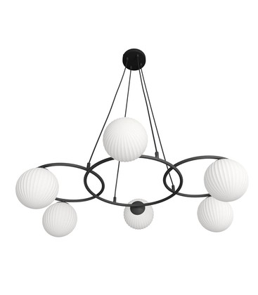 Libra 6 Sort/Opal pendellampe - Ø15 cm, E14, 230V, uten lyskilde Libra 6 Sort/Opal pendellampe - Ø15 cm, E14, 230V, uten lyskilde