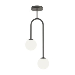 LED pendel Atria 2 Sort/Opal pendellampe - Ø15 cm, E14, 230V, uten lyskilde