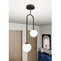 Atria 2 Sort/Opal pendellampe - Ø15 cm, E14, 230V, uten lyskilde