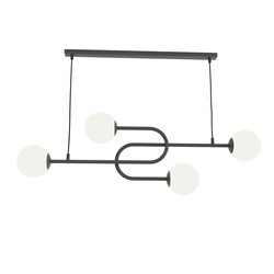 LED pendel Atria 4 Sort/Opal pendellampe - Ø15 cm, E14, 230V, uten lyskilde