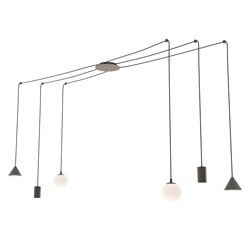 LED pendel Fuji 6 Sort pendellampe - E14 & GU10 & GX53, 230V, uten lyskilde