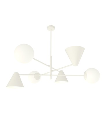 Hermes 6 Hvit lysekrone - Ø15 cm, E14, 230V, uten lyskilde
