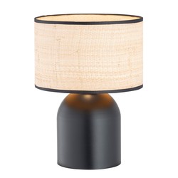 Bordlampe Aspen LN1 Svart/Rattan bordlampe - Ø25 cm, E27, 230V, uten lyskilde