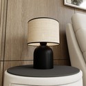 Aspen LN1 Svart/Rattan bordlampe - Ø25 cm, E27, 230V, uten lyskilde