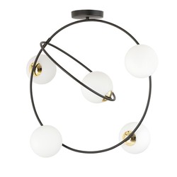 Lysekroner Stardom 5 Sort/Opal lysekrone - Ø14 cm, E14, 230V, uten lyskilde