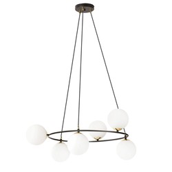LED pendel Azura 6 Sort/Opal pendellampe - Ø14 cm, E14, 230V, uten lyskilde