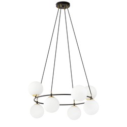 LED pendel Azura 8 Sort/Opal pendellampe - Ø14 cm, E14, 230V, uten lyskilde