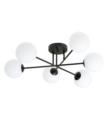 Roma 6 Sort/Opal taklampe - Ø14 cm, E14, 230V, uten lyskilde Roma 6 Sort/Opal taklampe - Ø14 cm, E14, 230V, uten lyskilde