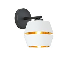 Innendørs vegglampe Piano K1 Hvit/Gull vegglampe - Ø20 cm, E27, 230V, uten lyskilde