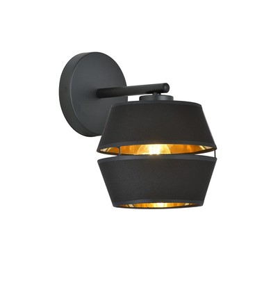 Piano K1 Sort/Gull vegglampe - Ø20 cm, E27, 230V, uten lyskilde Piano K1 Sort/Gull vegglampe - Ø20 cm, E27, 230V, uten lyskilde