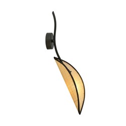 Vegglamper Lotus K1 Sort/Rattan vegglampe - Ø12 cm, E14, 230V, uten lyskilde