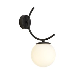 Vegglamper Boston K1 Sort/Opal vegglampe - Ø15 cm, E14, 230V, uten lyskilde