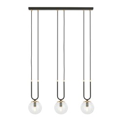 LED pendel Glam 3 Sort/Transparent pendellampe - Ø14 cm, E14, 230V, uten lyskilde