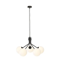 LED pendel Nova 5 Sort/Opal pendellampe - Ø15 cm, E14, 230V, uten lyskilde